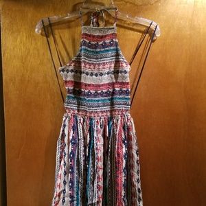 Lulu's mini multi-colored open back summer dress